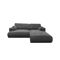 ECKSOFA Luna L rechts Grau aus Cord - Grau, Textil (271/195cm) - KS Home Concept