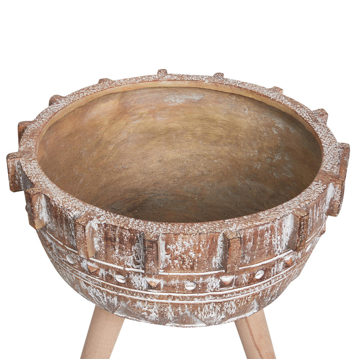 BLUMENTOPF Braun Asplenium - Hellbraun/Braun, Stein (37cm) - Beliani