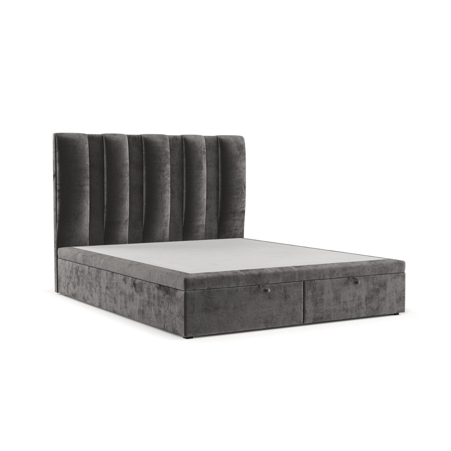 POLSTERBETT Orta mit Stauraum 140/200 cm Stahl im Lotta Stoff - Schwarz/Graphitfarben, Holz/Holzwerkstoff (140/200cm) - AltaBeds