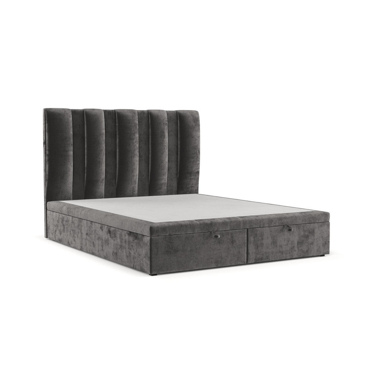 POLSTERBETT Orta mit Stauraum 200/200 cm Stahl im Lotta Stoff - Schwarz/Graphitfarben, Holz/Holzwerkstoff (200/200cm) - AltaBeds