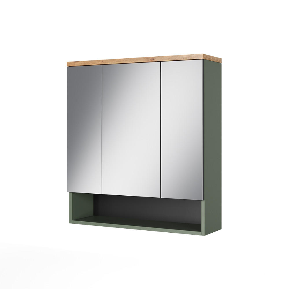 BADRUMSSPEGELSK&Aring;P Eden Gr&ouml;n 70x77.5 cm med 3 spegeld&ouml;rrar 77.5/70/21.7 cm