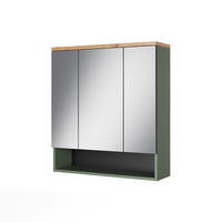 BADSPIEGELSCHRANK Eden Grün/Artisan 70 x 77.5 cm mit 3 Spiegeltüren - Hellgrau/Grün, Holzwerkstoff (70/77.5/21.7cm) - Vicco