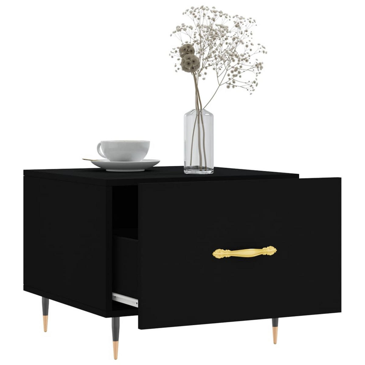 COUCHTISCHE 2 Stk. Schwarz 50x50x40 cm Holzwerkstoff - Schwarz, Holzwerkstoff (50/50/40cm) - furnicato