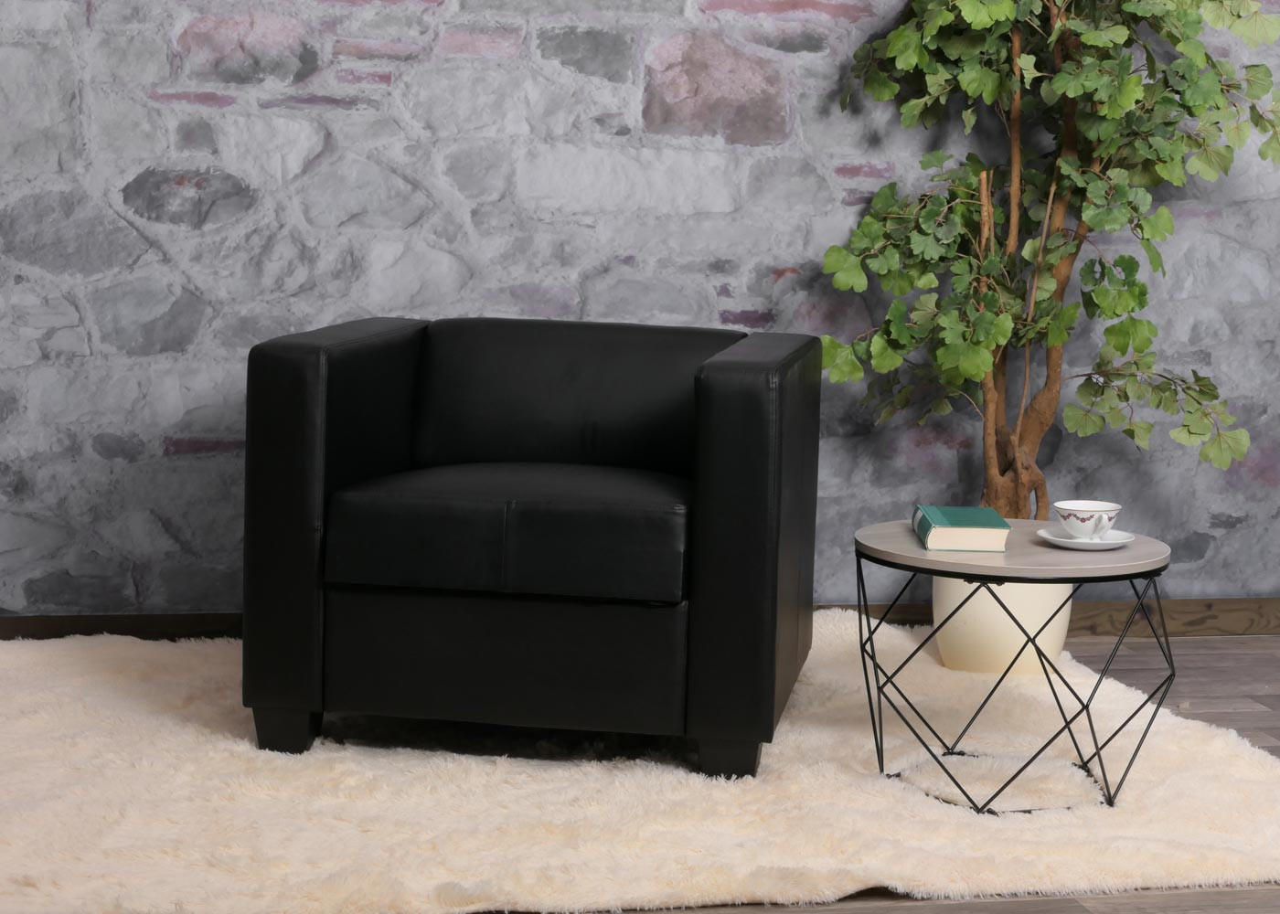 SESSEL LOUNGESESSEL Schwarz - Schwarz, Leder (86/70/75cm) - MCW