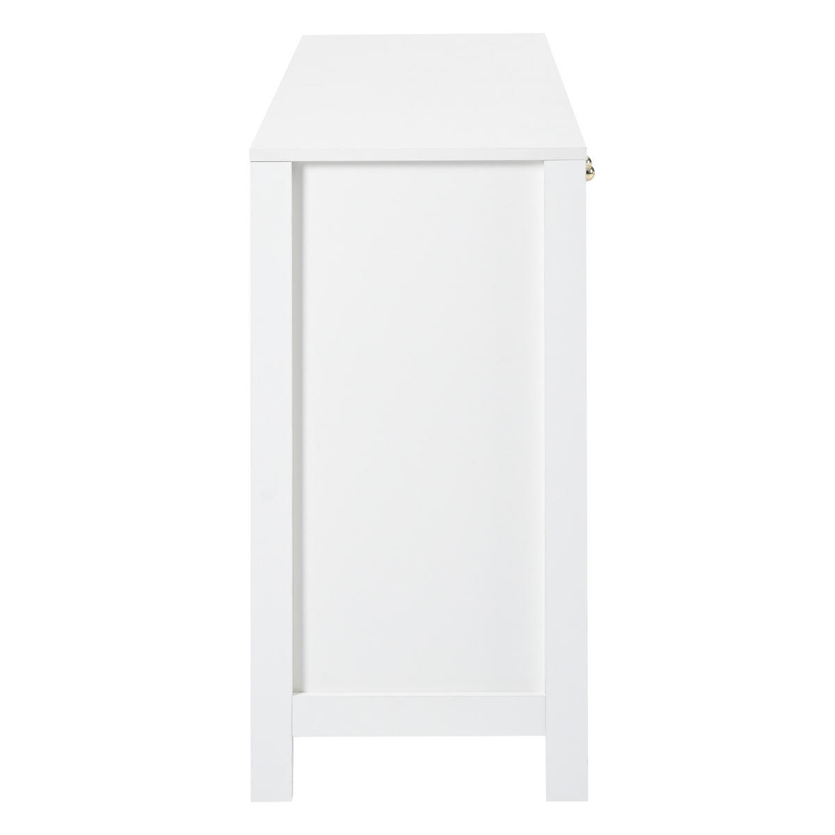 SIDEBOARD DE-38285 4 Rattantüren mit Metallgriffen Weiß - Weiß, Holzwerkstoff (145/40/80cm) - ComfortXL