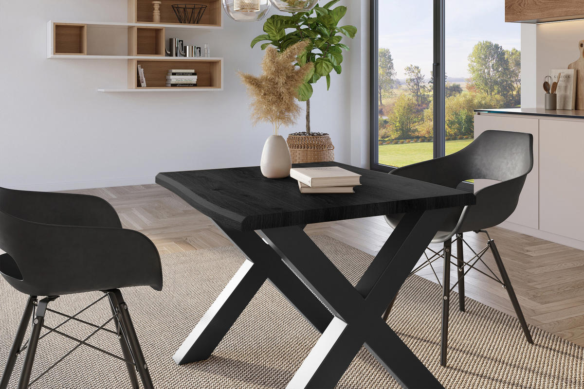 ESSTISCH JULIUS X - Dunkelgrau/Schwarz, Holz (80/80/77cm) - SAM