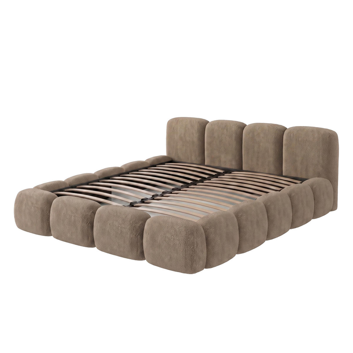 POLSTERBETT SUENO 180x200 cm in Beige, gepolstertes Kopfteil, Metalllattenrost, Bettkasten, Chenille-Stoff - Beige/Naturfarben, Holz/Textil (180/200cm) - Muffo