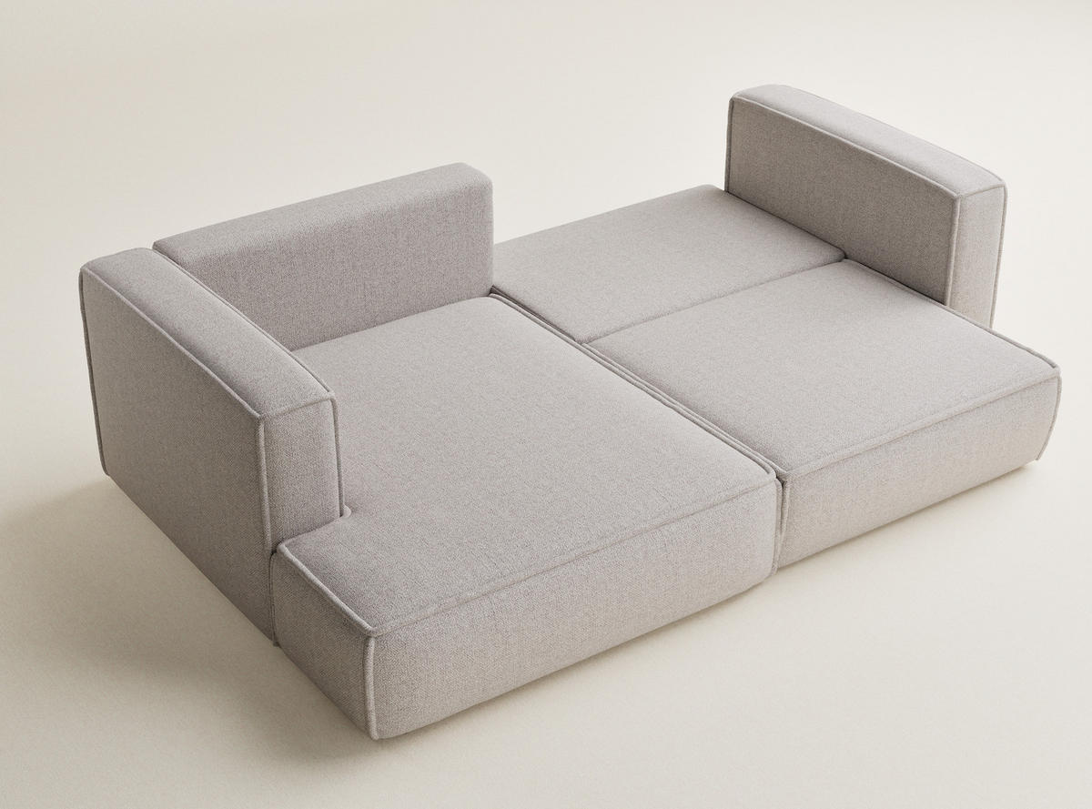 ECKSOFA MIT SCHLAFFUNKTION Velto Hellbeige Webstoff - Beige/Schwarz, Holz/Holzwerkstoff (152/250cm) - Maison de Reve