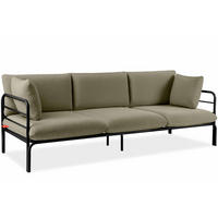 GARTENSOFA RAMBE 3-Personen mit Kissen, Anthrazit/Beige - Dunkelgrau/Beige, Textil/Metall (225/80/80cm) - KONSIMO®