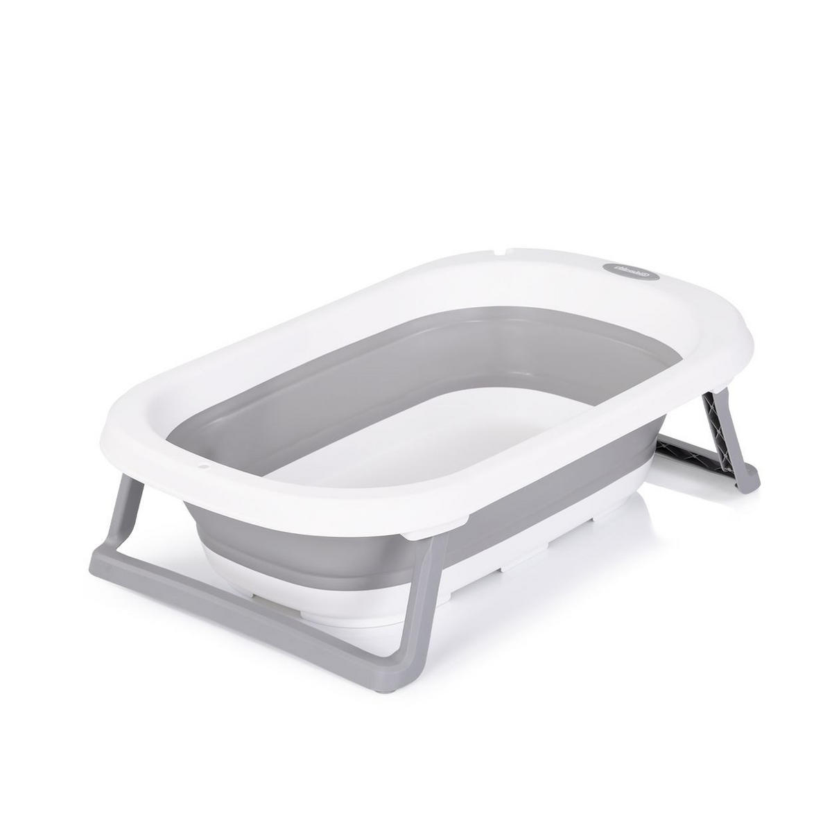 BABYBADEWANNE Isla grau mit Badekissen faltbar, integrierter Wasserablauf - Grau, Kunststoff (50/80cm) - Chipolino