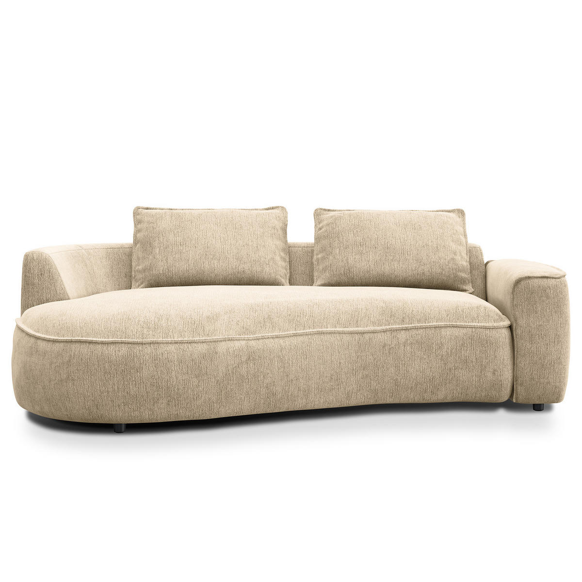 2,5-SITZER SOFA - Taupe/Schwarz, Kunststoff/Textil (217/82/146cm) - home24