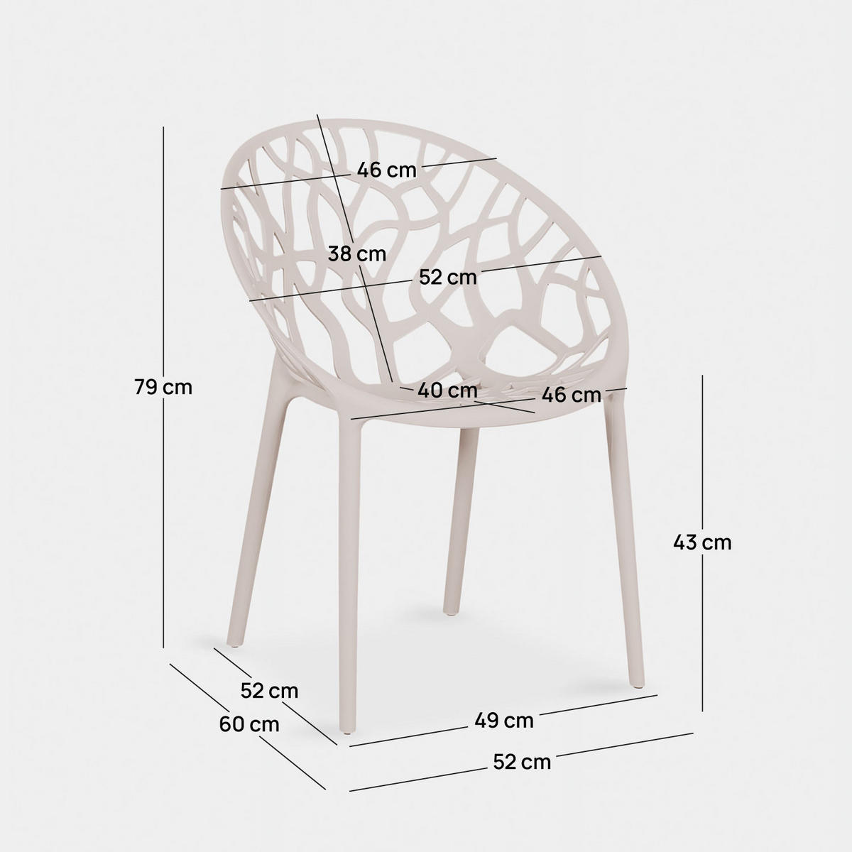 GARTENSTUHL Rhona Beige 58 cm x 79 cm 4er-Set - Beige, Kunststoff (58/79/60cm) - Klast Home