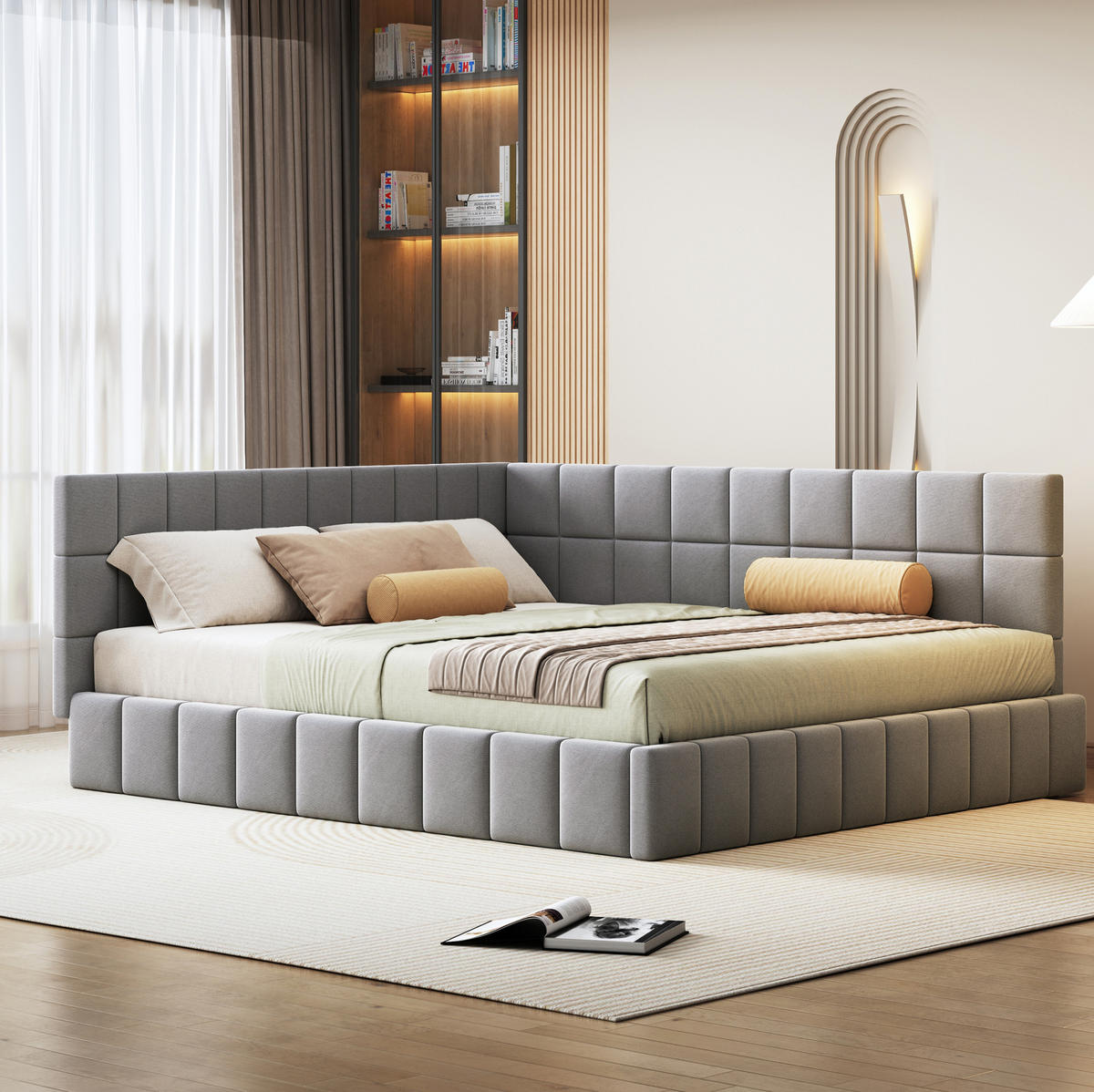 POLSTERBETT 160/200 cm grau aus Stoff mit Lattenrost - Grau, Textil (160/200cm) - OKWISH