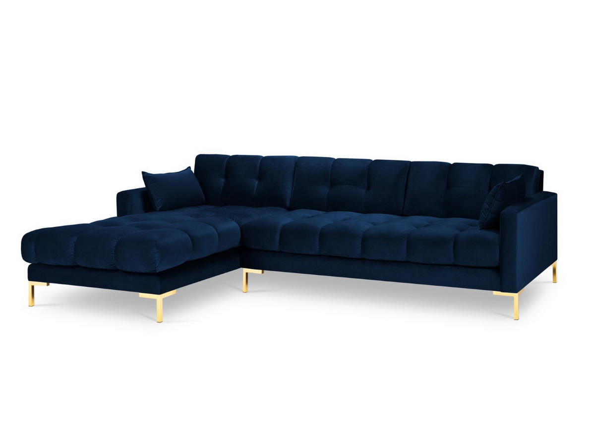 ECKSOFA links Mamaia aus Samt königsblau 5 Sitzplätze - Blau, Textil (185/293cm) - Micadoni
