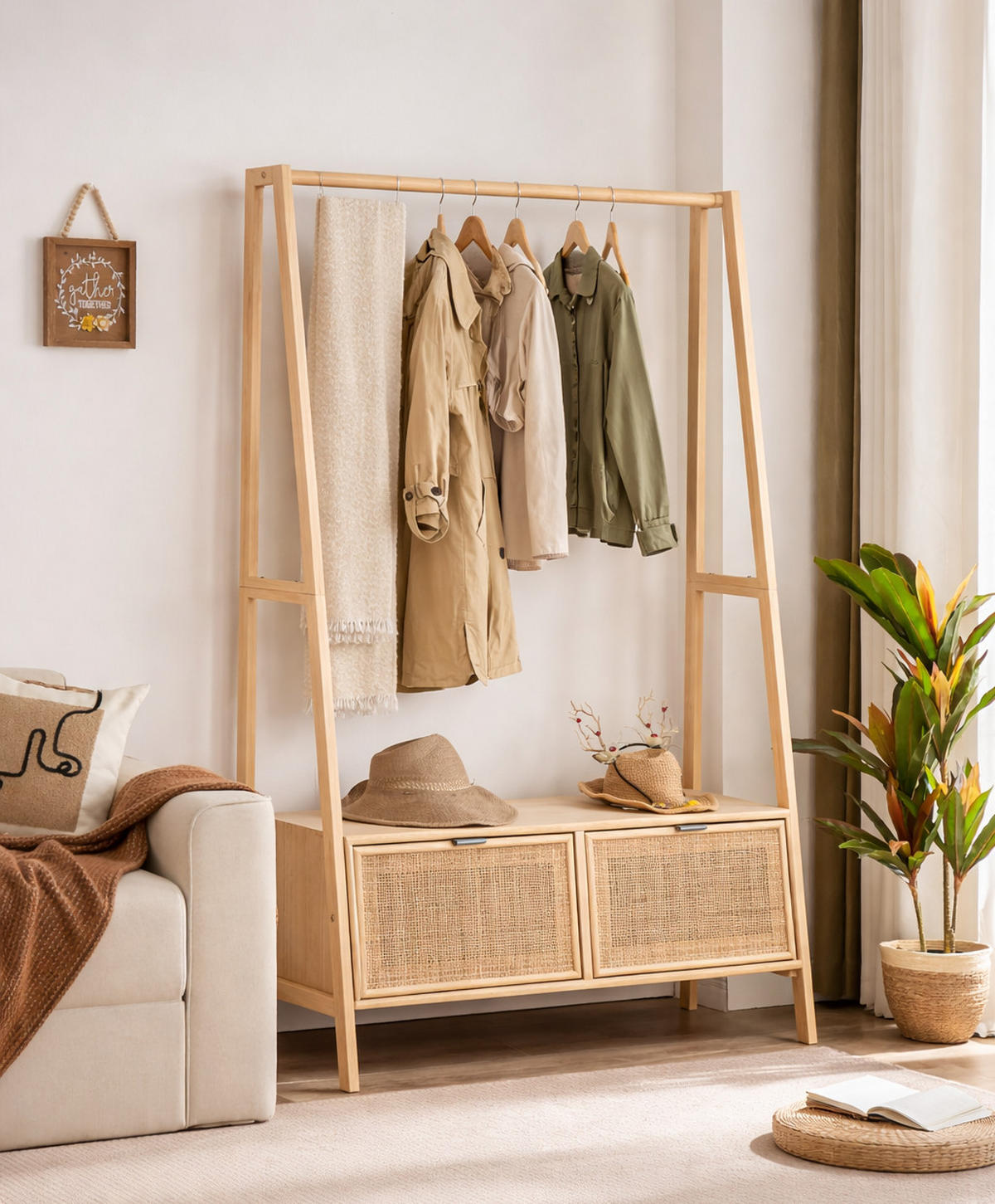 GARDEROBE Holz Braun - Braun, Holz (110/165/36cm) - Nordlys