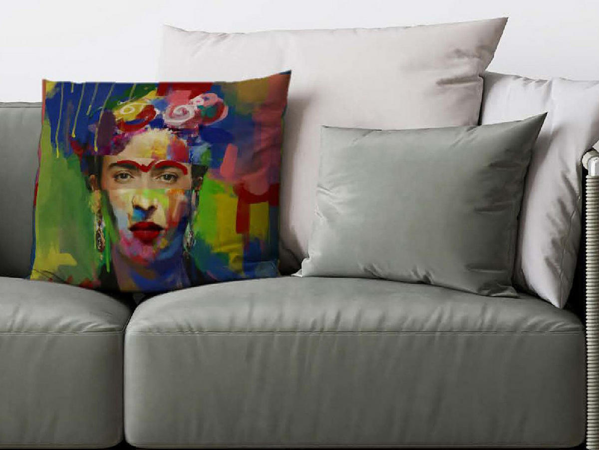 WENDE-KISSENHÜLLE POP-Collection Frida Gobelin/Samt bunt-schwarz 45/45 cm - Multicolor/Grün, Textil (45/45cm) - beties Heimtextil