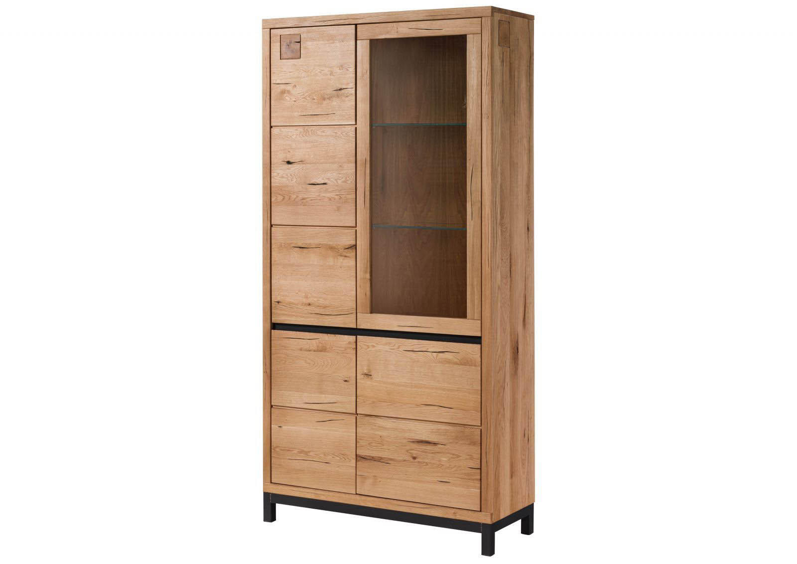 VITRINE Wildeiche 103x40x205 natur geölt VILLANDERS #101 - Naturfarben, Holz (103/205/40cm) - Massivmoebel24