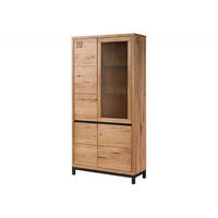 VITRINE Wildeiche 103x40x205 natur geölt VILLANDERS #101 - Naturfarben, Holz (103/205/40cm) - Massivmoebel24