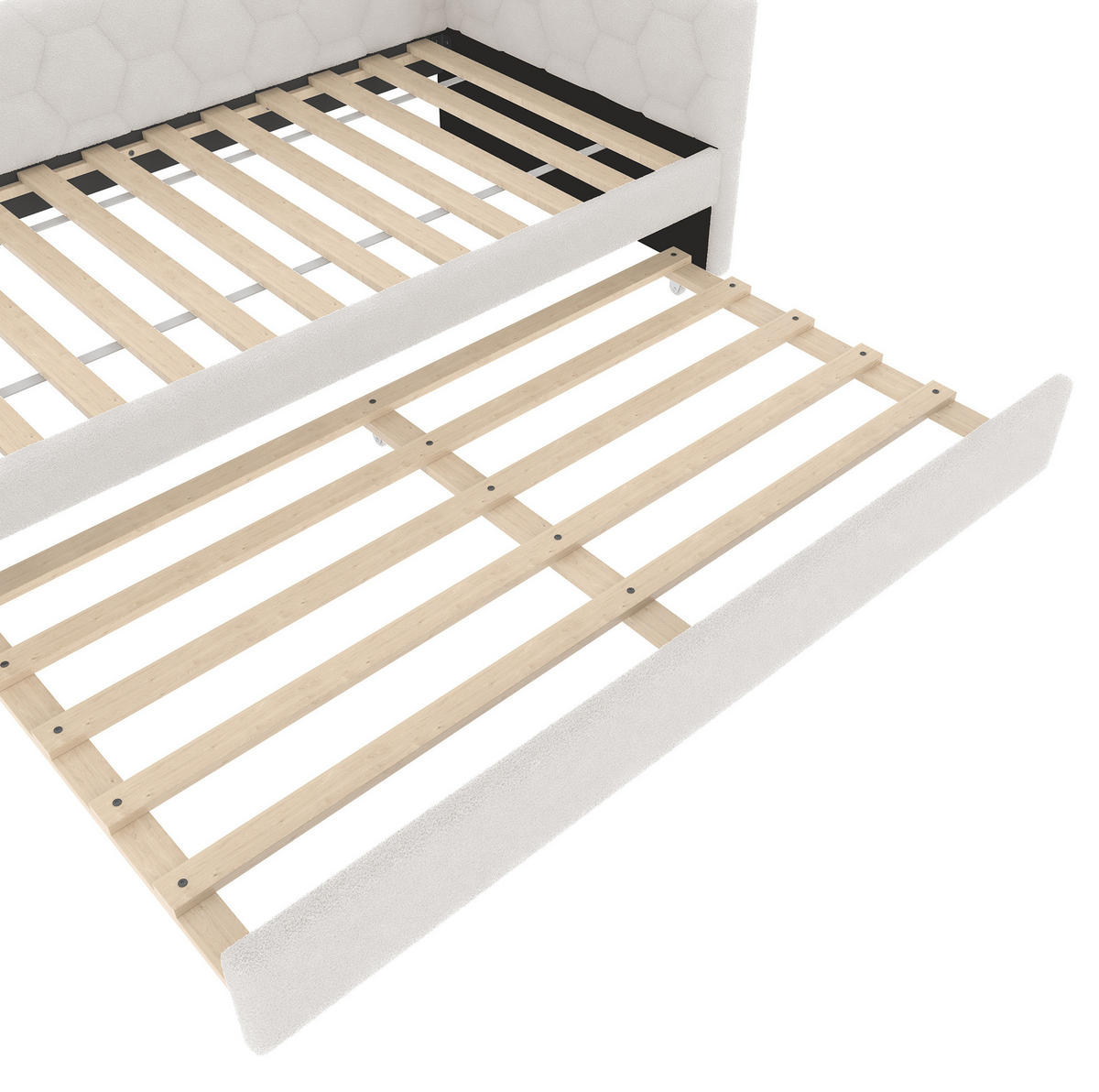 POLSTERBETT aus Velvet & MDF 90x200 cm in Weiß mit Ausziehbett, USB & Typ-C - Weiß, Textil (90/200cm) - Modfu