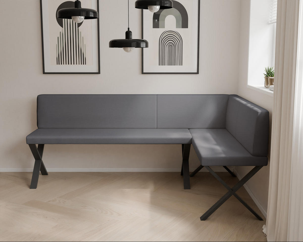 ECKBANK rechts VERO X Kunstleder glatt, 142/196 cm Dunkelgrau - Dunkelgrau, Kunststoff/Textil (142/196cm) - Idohome