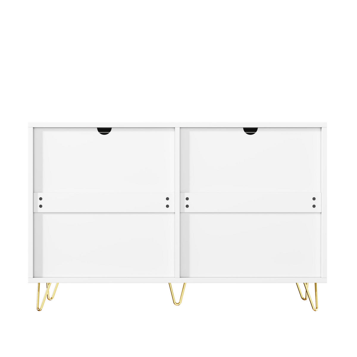 SIDEBOARD 120/77/40 cm in Weiß/Gold mit 6 Schubladen - Weiß, Holzwerkstoff (120/77/40cm) - Flora Grace