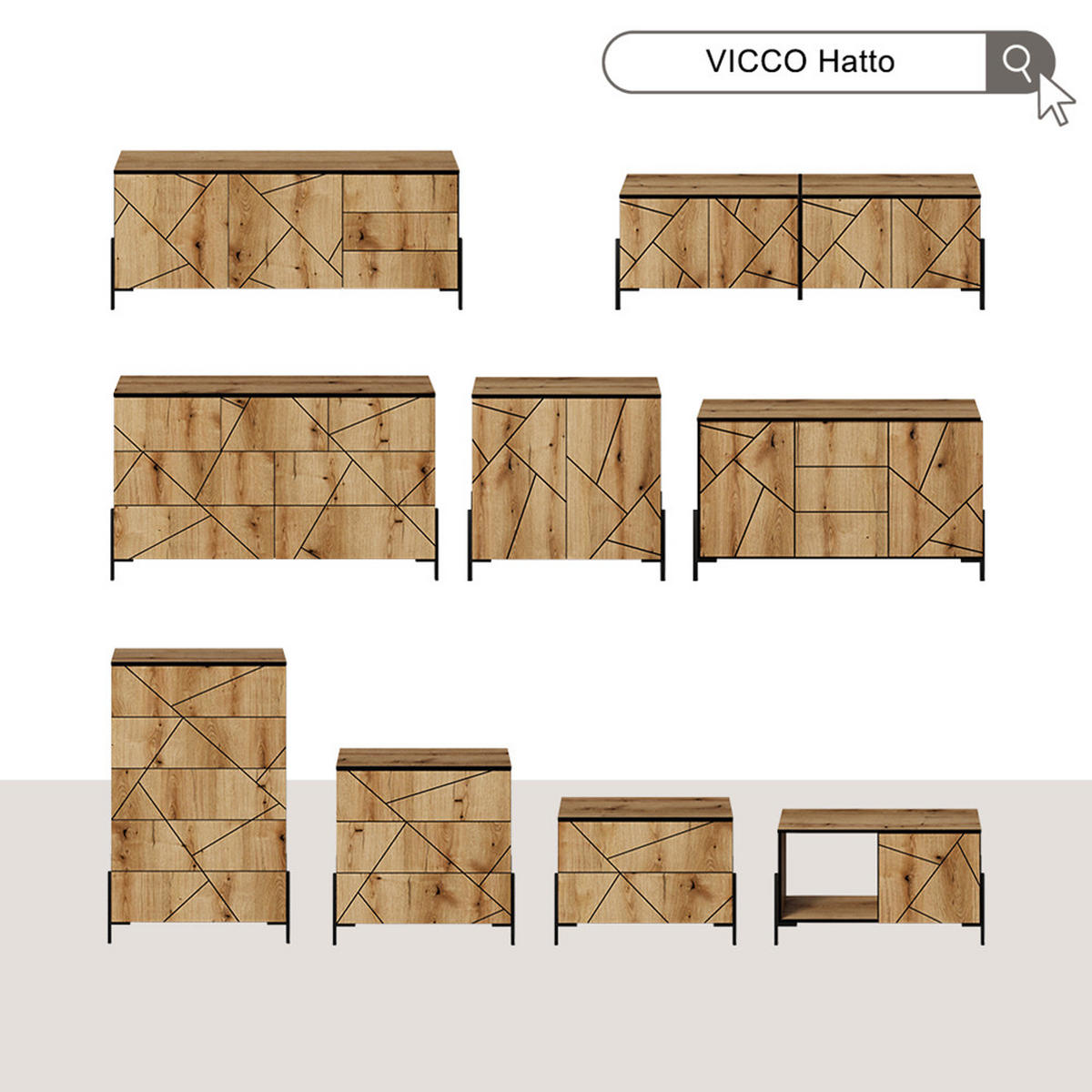 NACHTTISCH Hatto Eiche 78 x 55.2 cm mit 2 Schubladen - Eichefarben, Holzwerkstoff (78/55.2/39.7cm) - Vicco