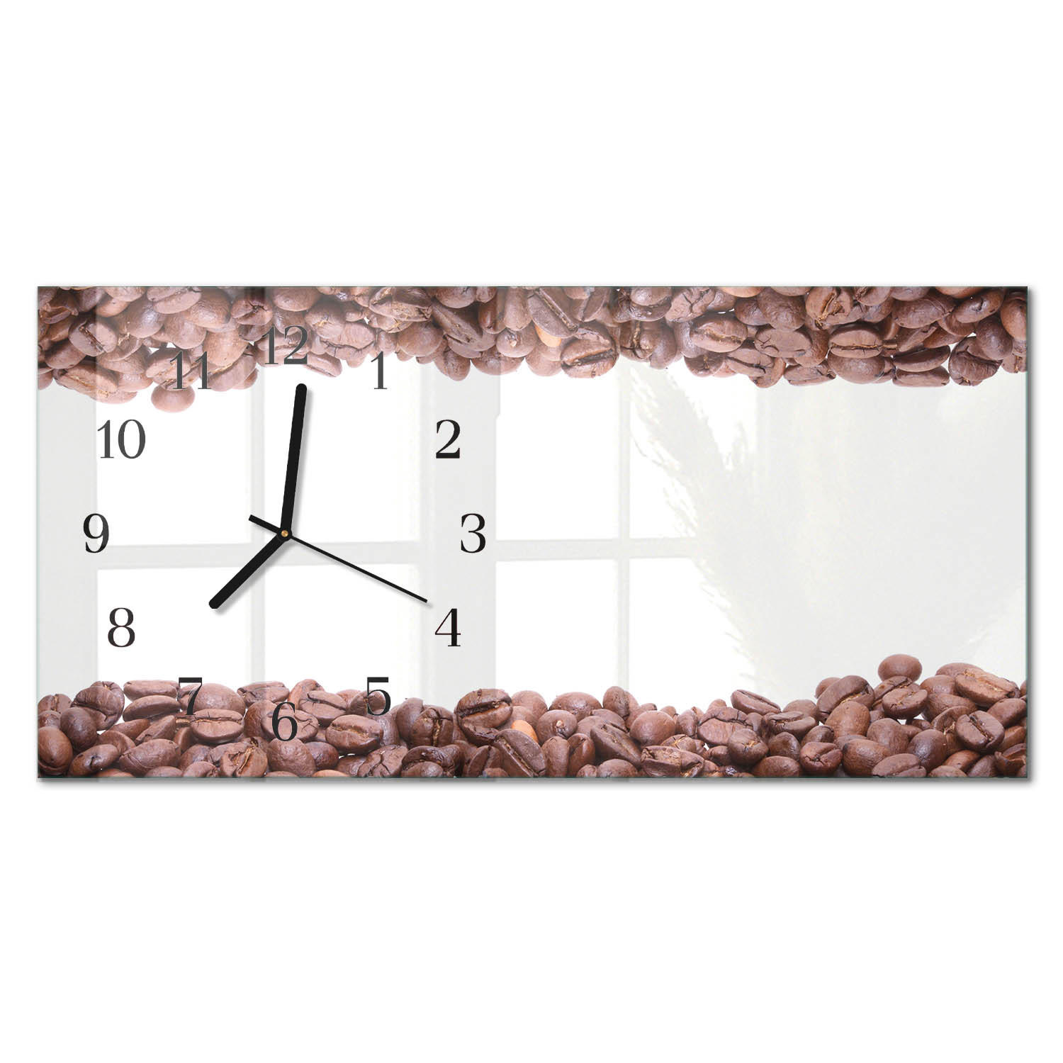 WANDUHR 60x30 cm - Kaffeebohnen - Braun, Glas (60/30/0.4cm) - TULUP
