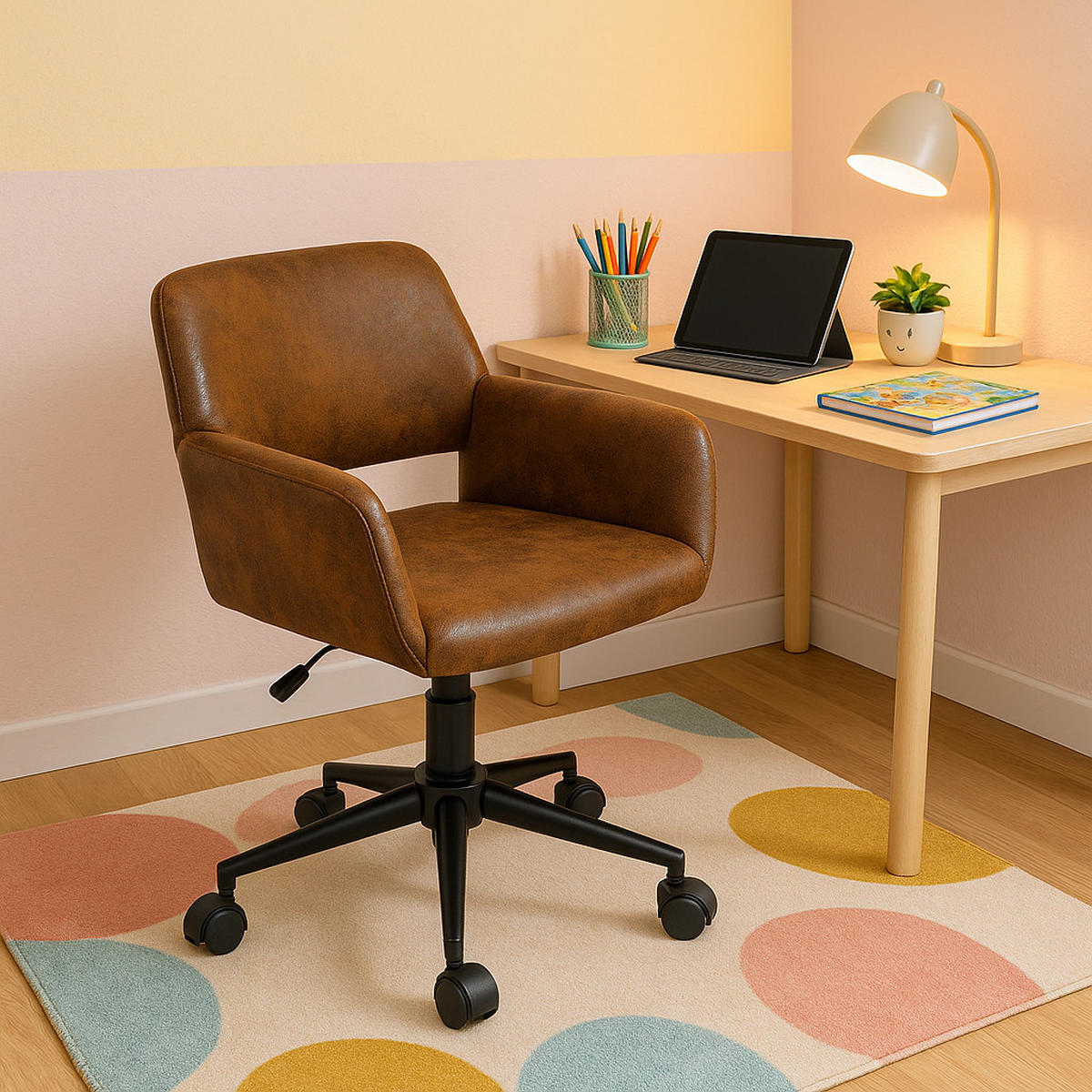 KINDERDREHSTUHL braun - Braun, Holzwerkstoff/Textil (55/85/56cm) - Urban Meuble