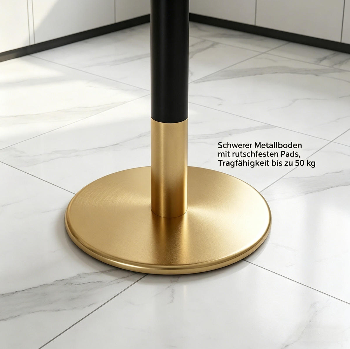 ESSTISCH 80/60 cm in Weiß/Schwarz mit Marmor-Optik und Metallgestell - Weiß, Metall (60/80/75cm) - BEAOK