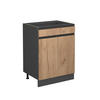 KÜCHENUNTERSCHRANK R-Line Goldkraft Eiche 60 cm J-Shape mit Schublade ohne AP - Honigeiche/Anthrazit, Holzwerkstoff (60/81.6/46cm) - Vicco