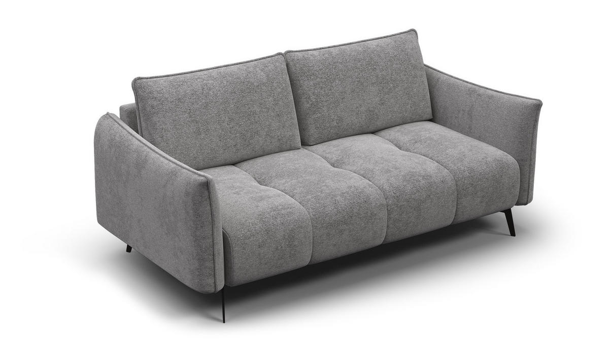 SOFA AERA 2,5-Sitzer, platingrau - Schwarz/Grau, Holz/Textil (187/89/96cm) - Courtois Laville