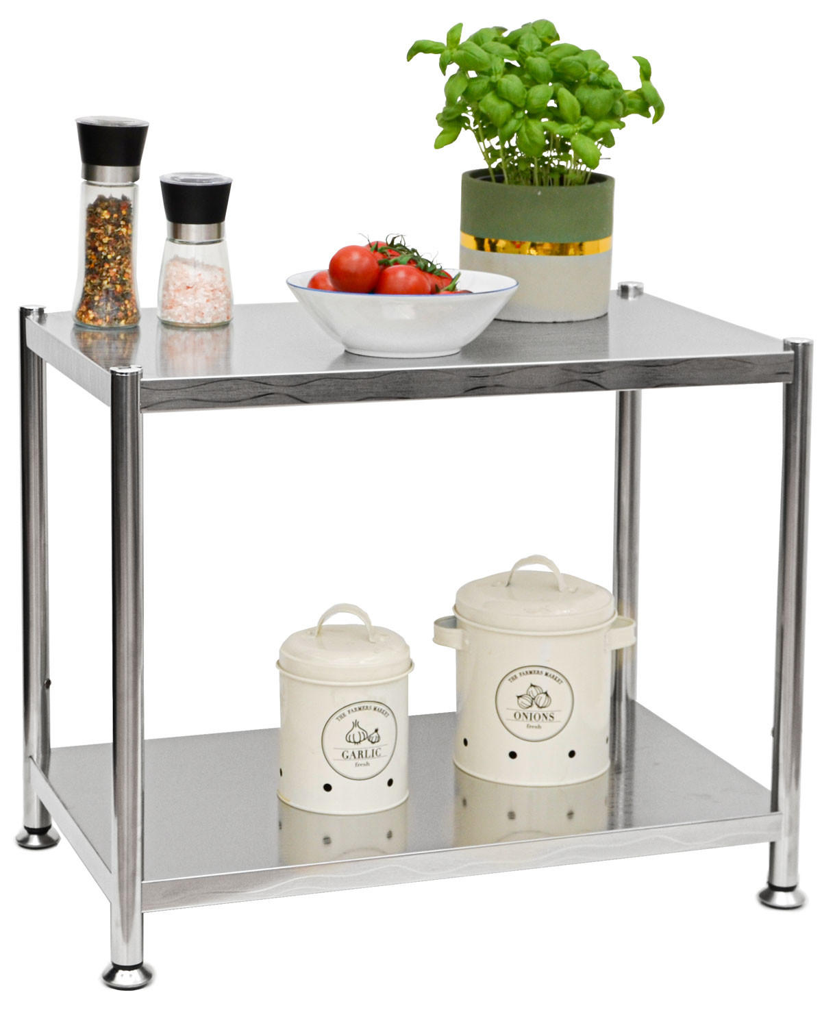 EDELSTAHL-REGAL 61x36x50 cm bis 60kg inkl. 2 Ebenen - Grau, Metall (36/50/61cm) - shelfr