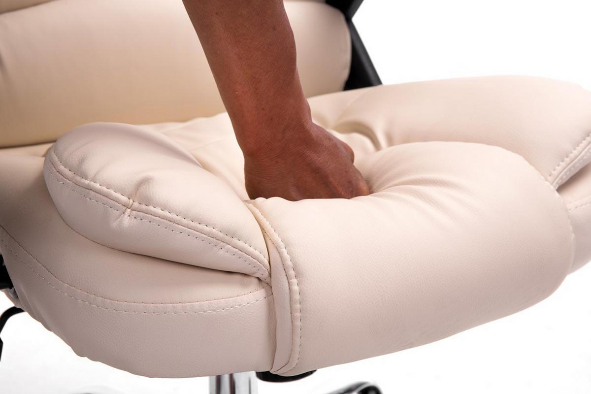 BÜROSTUHL Toronto, Kunstleder Creme - Creme, Textil/Metall (69/123/78cm) - TPFLiving