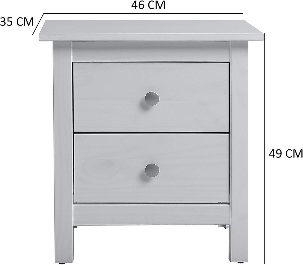 NACHTTISCH Berna 2 Schubladen Weiß - Weiß, Holz (46/49/35cm) - VS Venta-stock