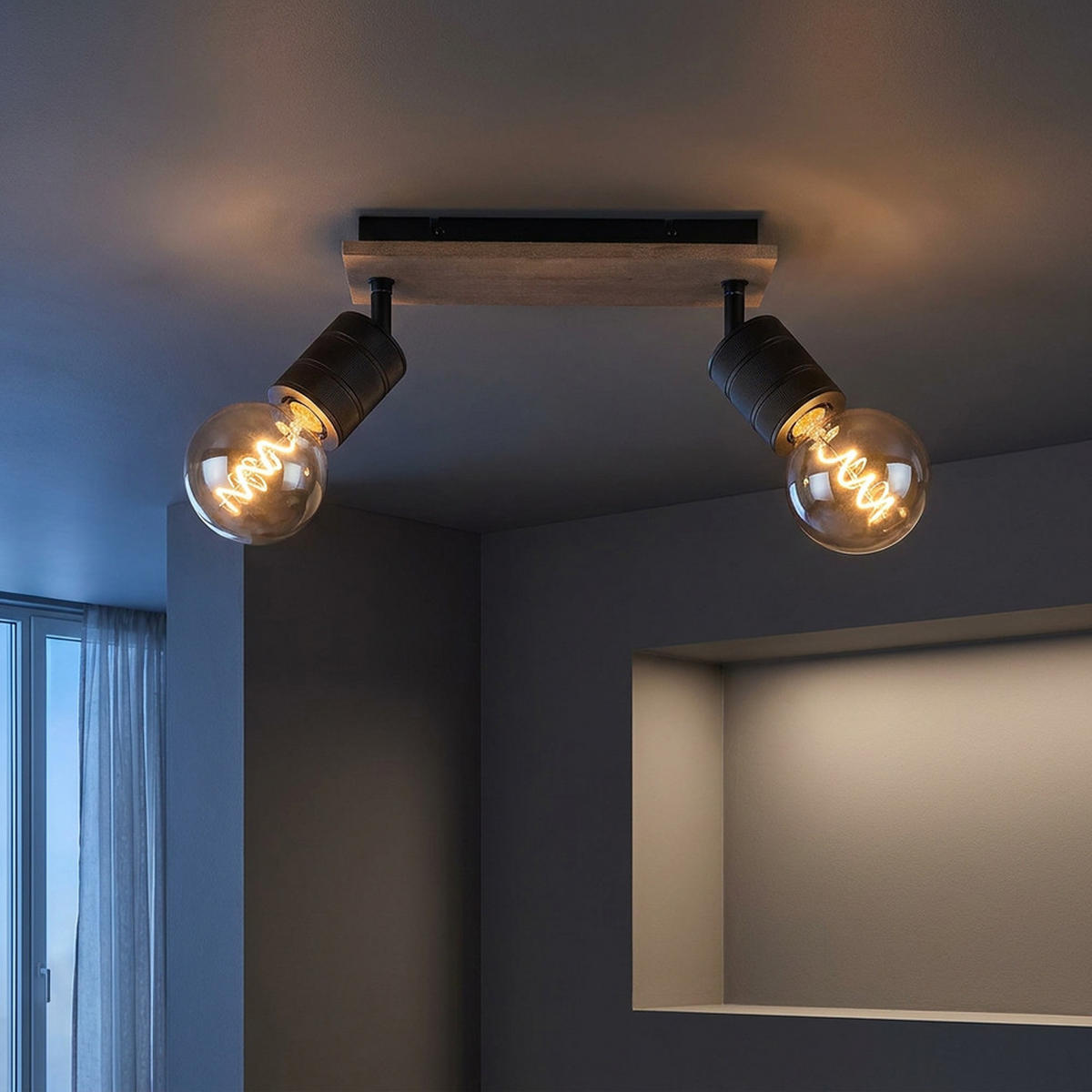 LED DECKENLEUCHTE JOSELLA Holz Braun - Braun, Holz (31/10/18cm) - Globo Lighting