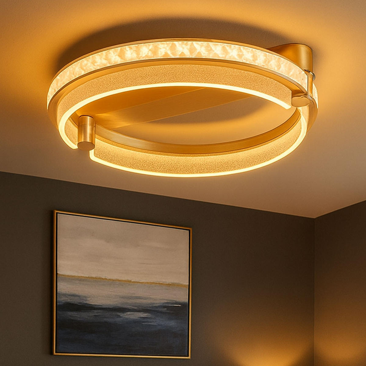 LED DECKENLEUCHTE Metall Gold - Goldfarben, Metall (40/40/10cm) - Globo Lighting