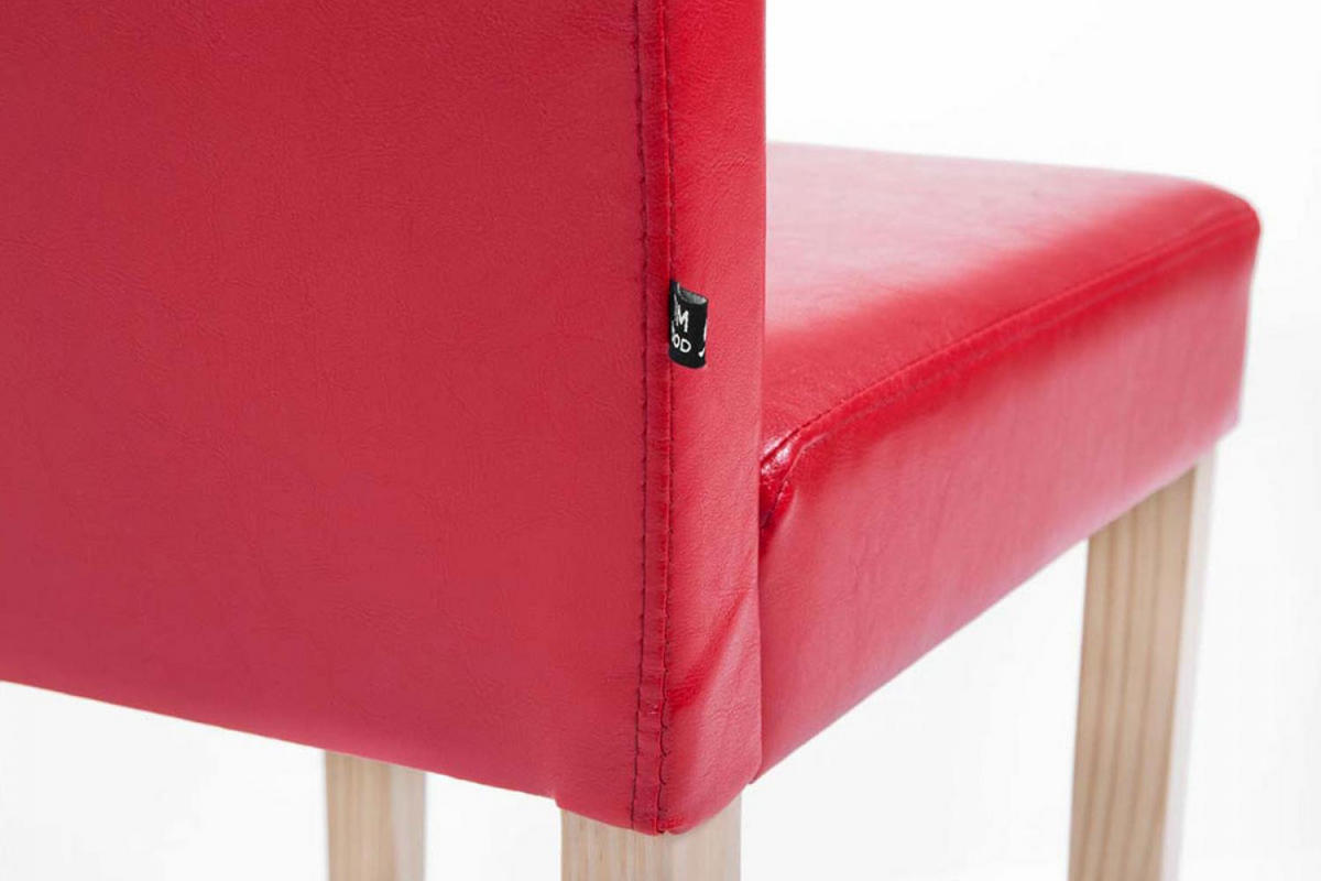 STUHL Lederlook rot - Eukalyptusholzfarben/Rot, Holz/Textil (41/91/47cm) - CLP