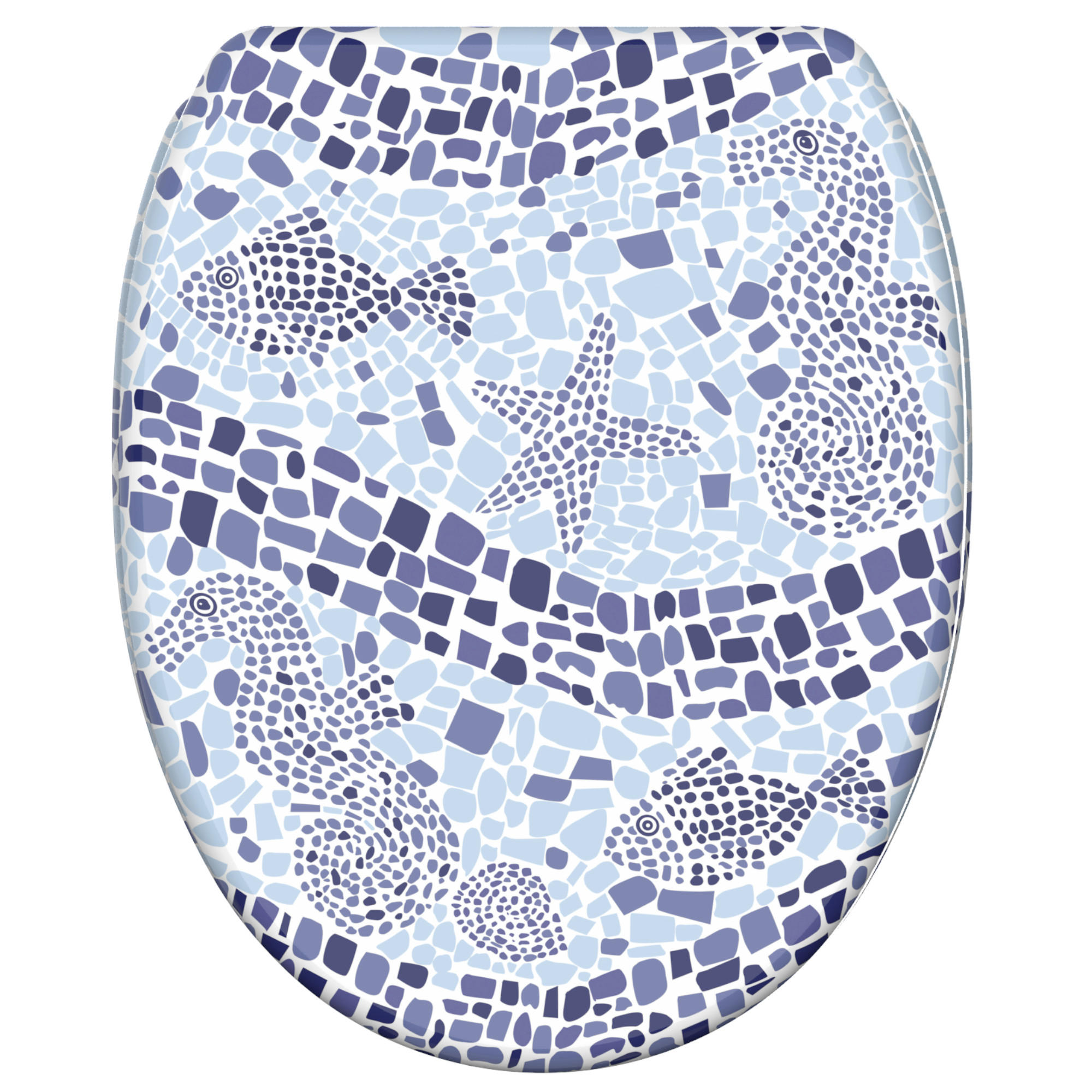 WC-SITZ mit Absenkautomatik & Top Fix Mosaic World - Blau, Holzwerkstoff (37.7/5.5/48cm) - Sanilo