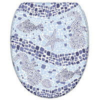 WC-SITZ mit Absenkautomatik & Top Fix Mosaic World - Blau, Holzwerkstoff (37.7/5.5/48cm) - Sanilo