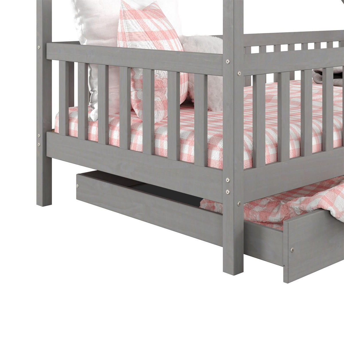HAUSBETT ALVA 90X200 CM - Grau, Holz (96/168/206cm) - IDIMEX