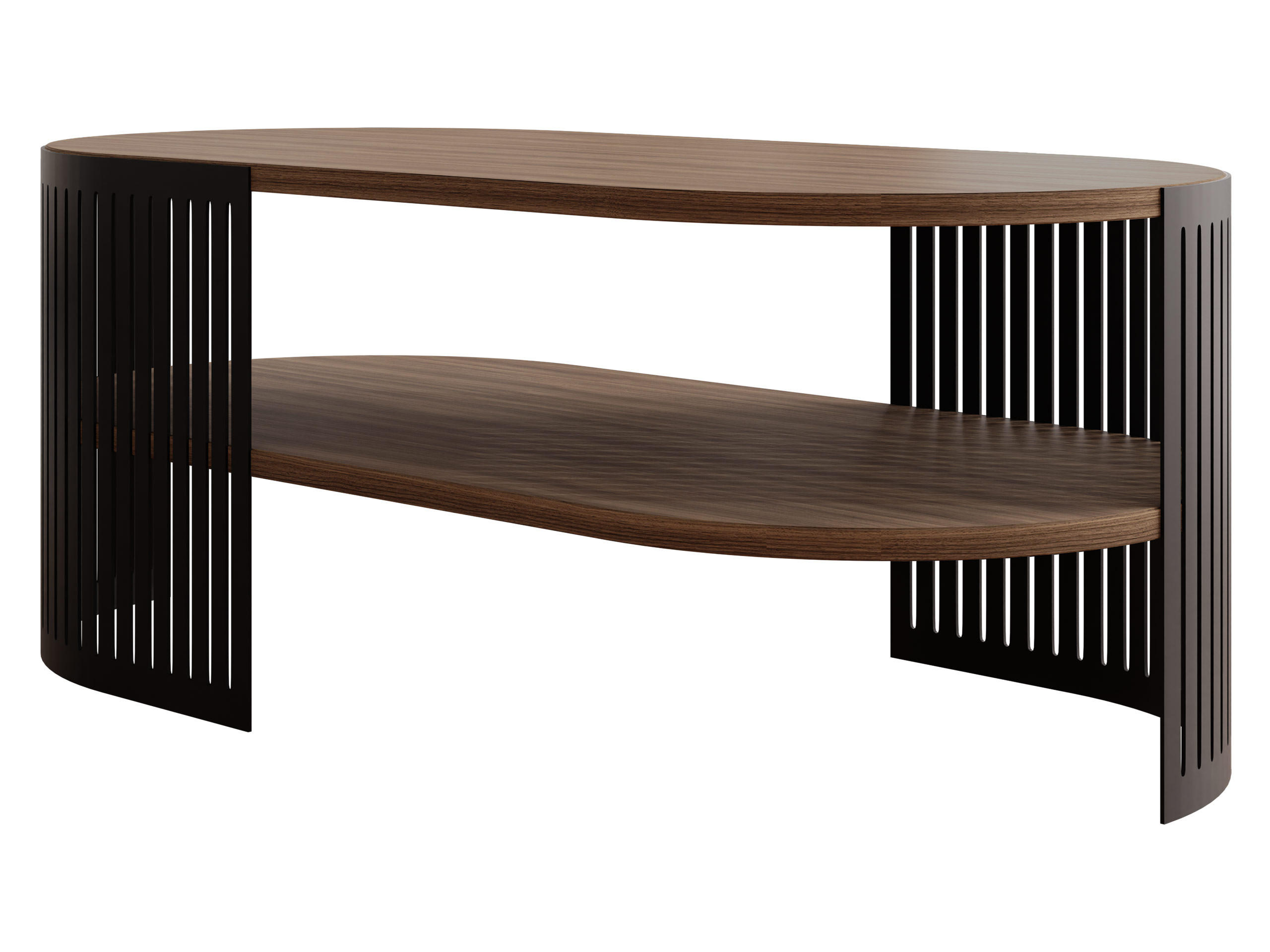 COUCHTISCH Fikoli Oval II - Nussbaumfarben/Schwarz, Holzwerkstoff/Metall (100/50/40cm) - MIRJAN24