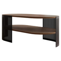 COUCHTISCH Fikoli Oval II - Nussbaumfarben/Schwarz, Holzwerkstoff/Metall (100/50/40cm) - MIRJAN24