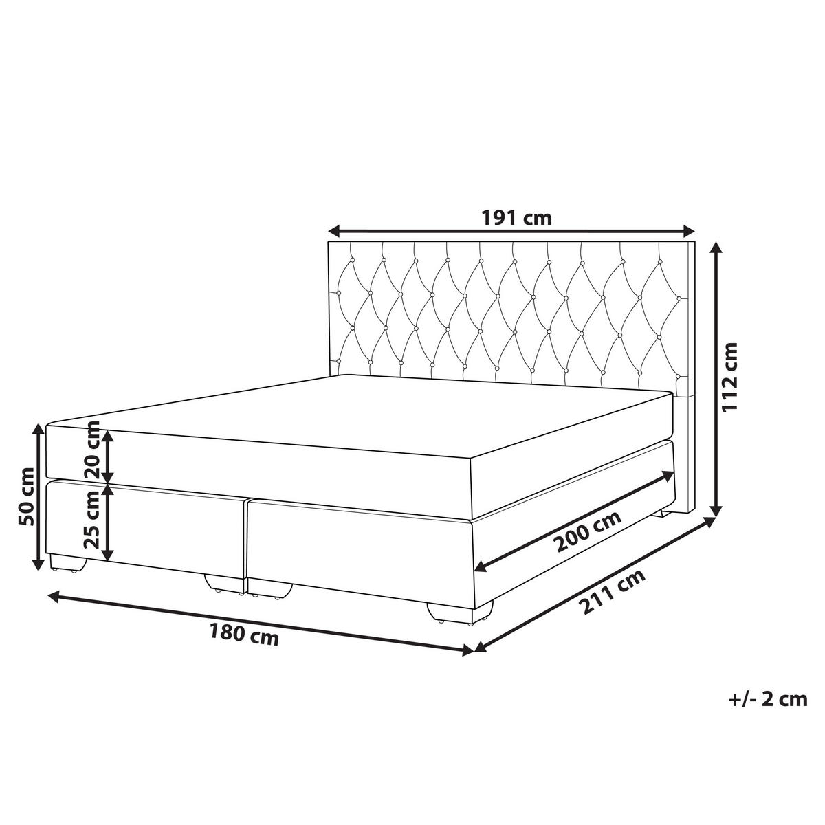BOXSPRINGBETT 180/200cm Hellgrau Duchess - Hellgrau, Textil (180/200cm) - Beliani