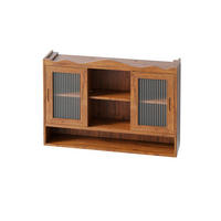 KÜCHENOBERSCHRANK 90x20x60 cm Braun aus Massivholz & Glas mit 2 Schiebetüren - Braun, Holz (90/60/20cm) - Modfu