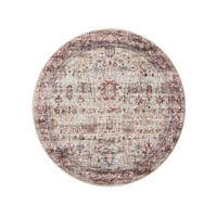 VINTAGE-TEPPICH George waschbar ø 120 cm rund - Pink/Multicolor, Kunststoff (120/120cm) - benuta