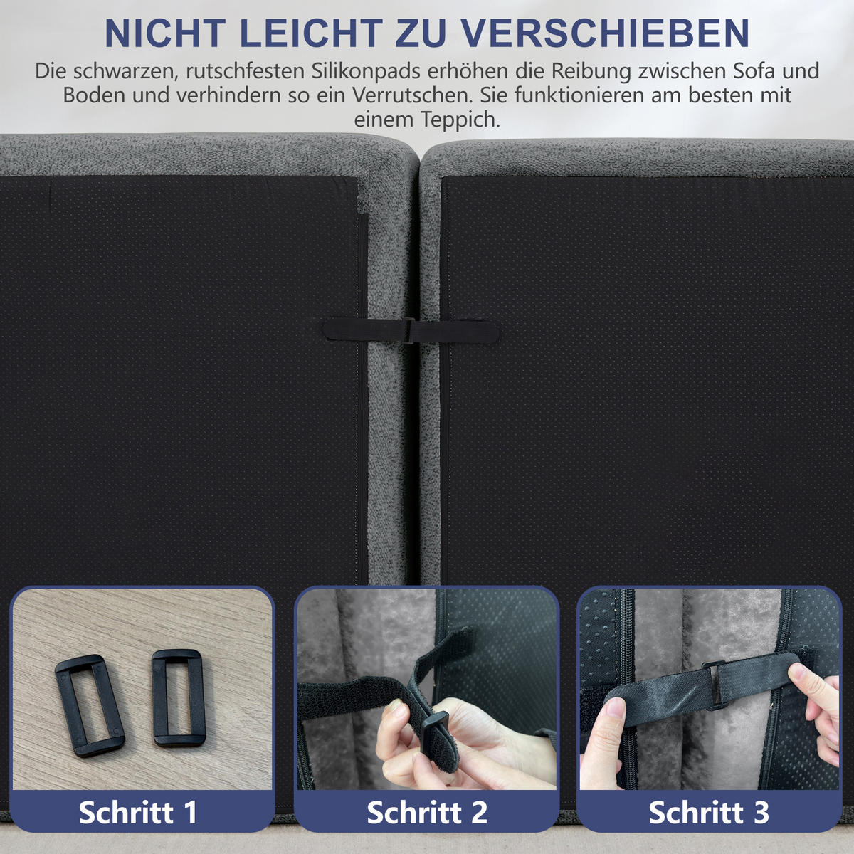 3-SITZER SOFA aus granuliertem Fleece, frameless Lounge-Design ohne Montage - Grau, Textil (288/79/104cm) - Urban Meuble