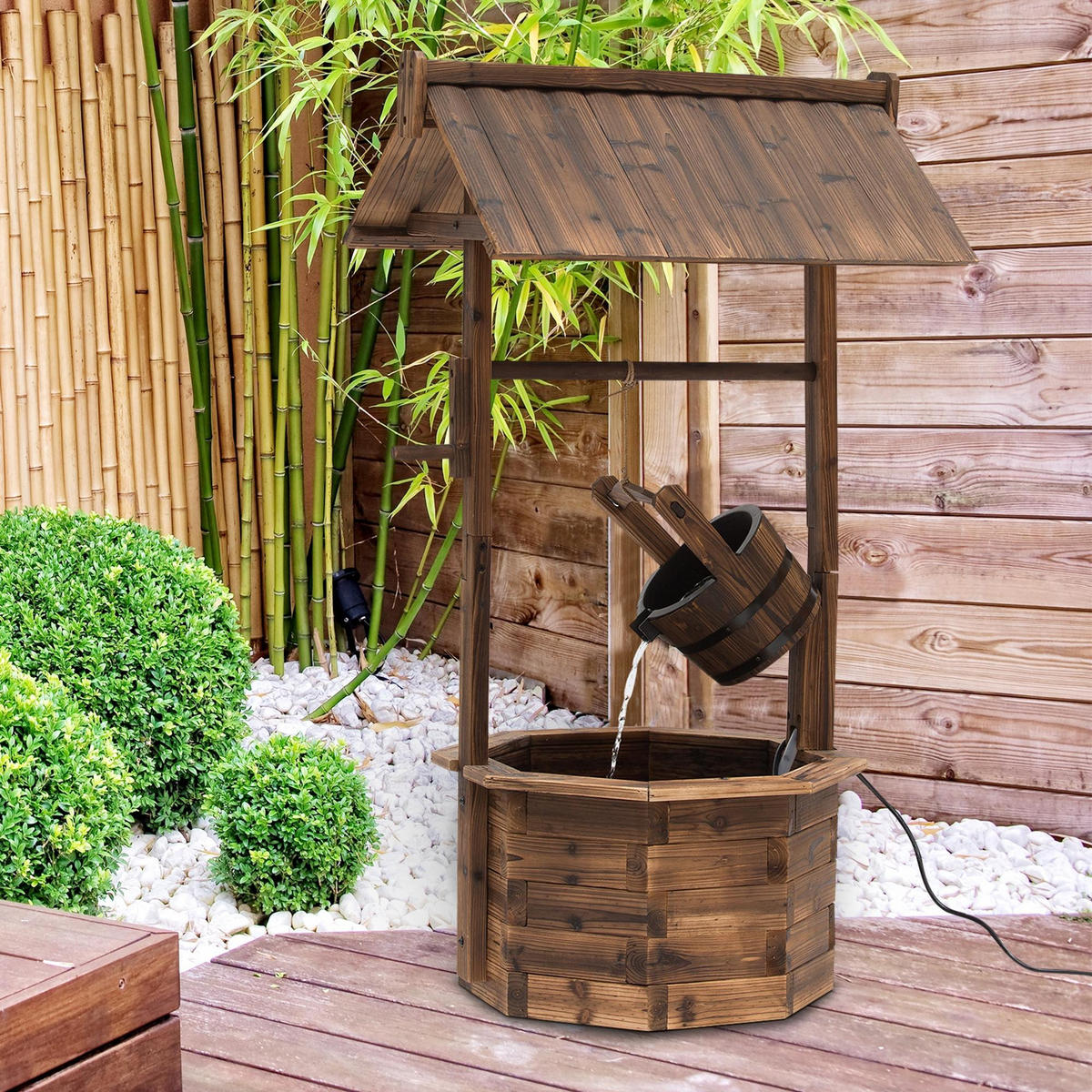 SPRINGBRUNNEN DE-10097 aus Holz, mit plätscherndem Wasser Braun - Naturfarben, Holzwerkstoff (68/57/118cm) - ComfortXL