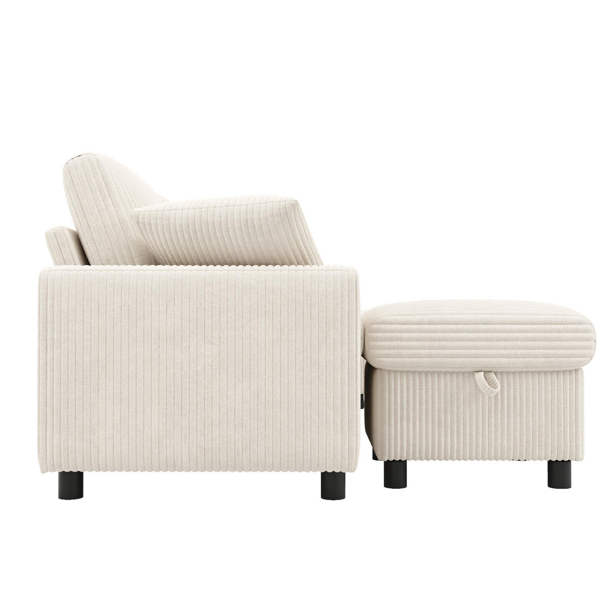 2-SITZER aus Corduroy 315x135x81 cm Beige mit Hockern, Stauraum, Tisch und Ladefunktion - Beige, Textil (135/81/315cm) - Modfu