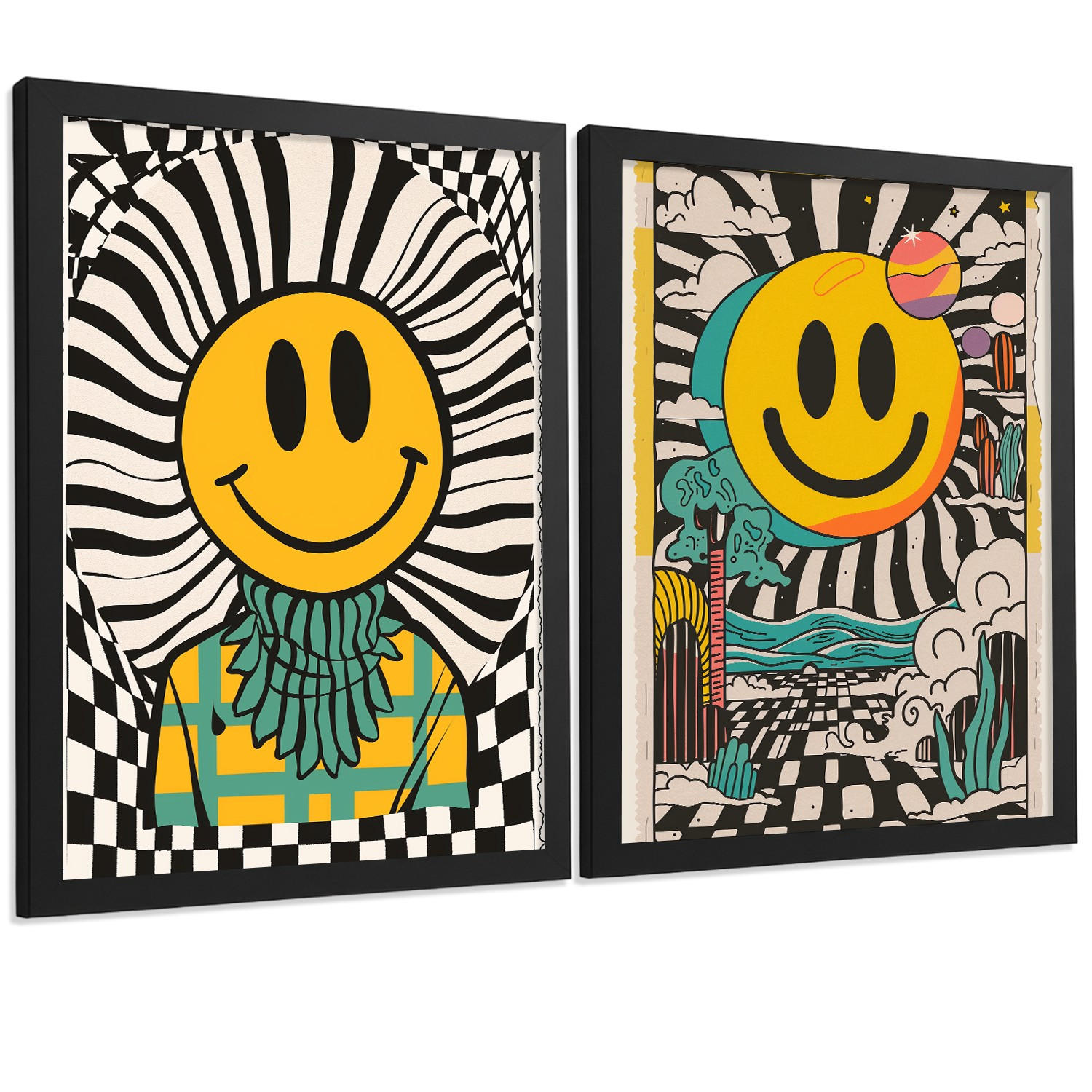 Nacnic PLAKAT Sada 2 Emoji A4 Černý rám