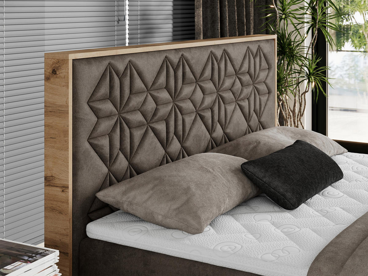 BOXBETT NESSI - 180/200 Braun Velvet - H3 - Braun, Holz/Textil (180/200cm) - MKS